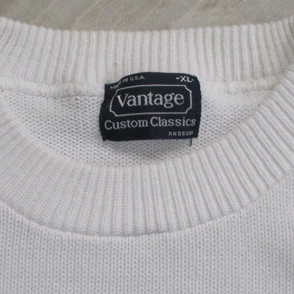 Vintage Preppy Sweater sz XL White Frat Y2K - Picture 2 of 8